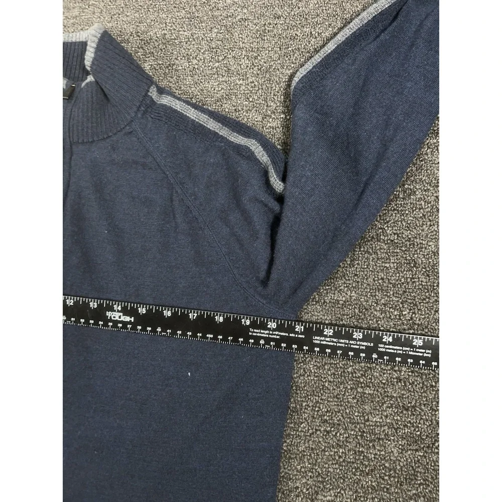 Smartwool Sweater Men's Large Merino Wool 1/4 Zip Pullover Mock Neck Navy Blue